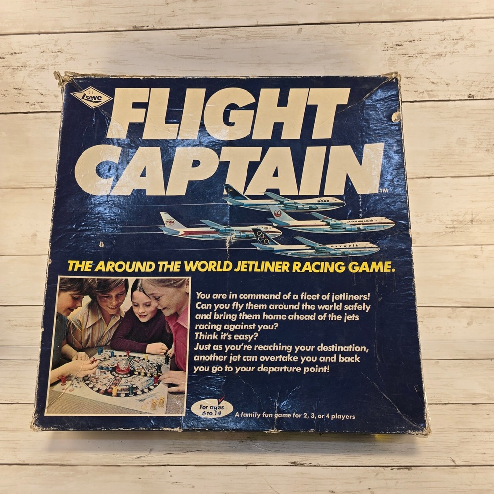 Vintage Flight Captain Board Game ES Lowe Around the World Jetliner Racing Game